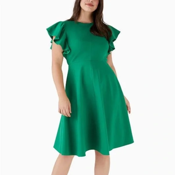 Kate Spade Green Flutter Sleeve Ponte Dress Sz 4 KB006 - Picture 10 of 10
